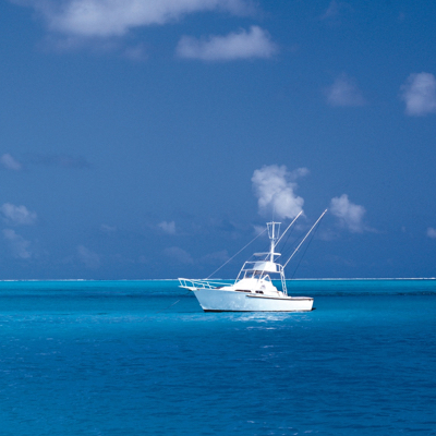 nice white yacht on beautiful blue ocean water